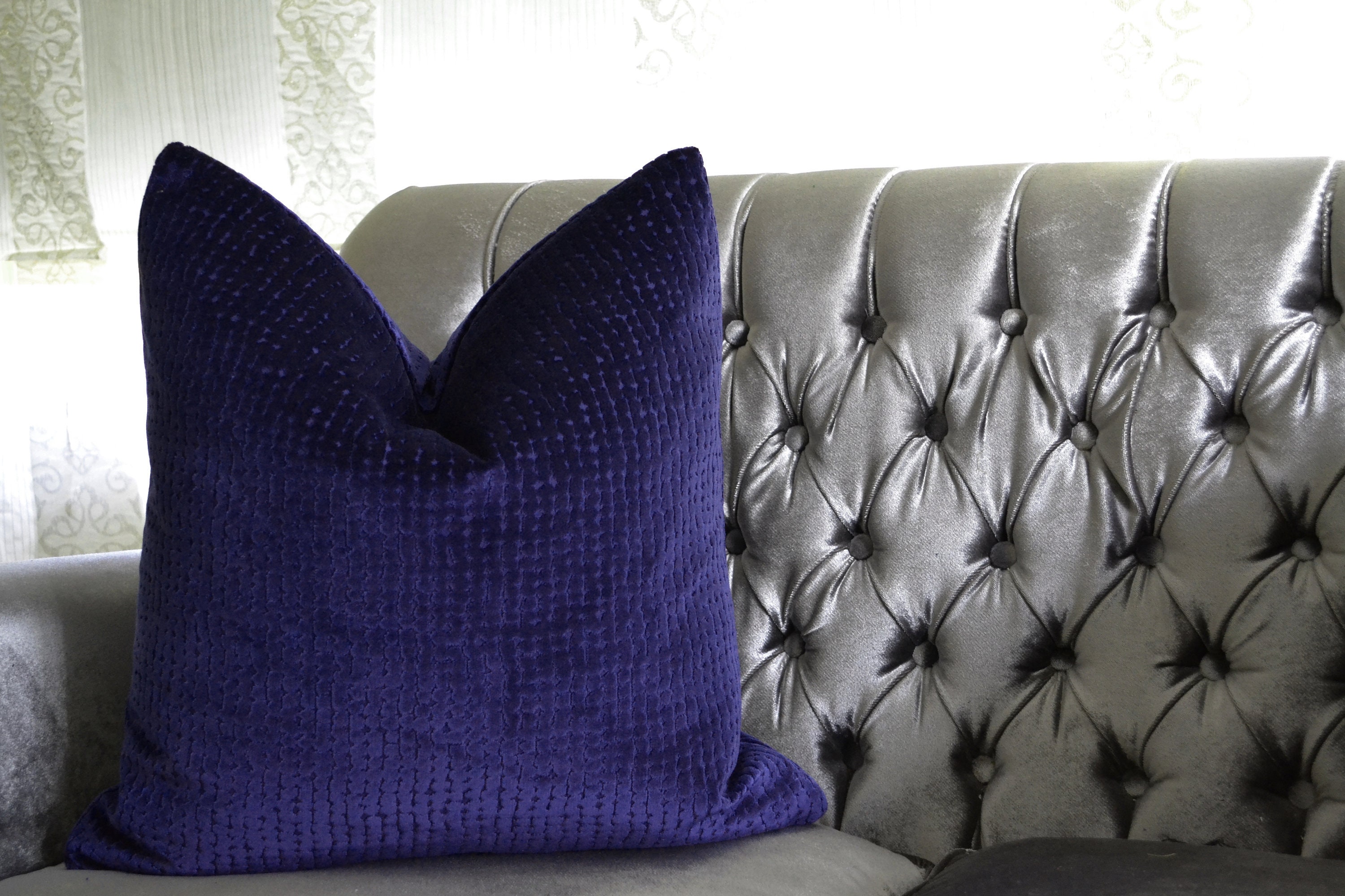 Blue Velvet Pillow Cover Royal Blue Velvet Pillow Etsy