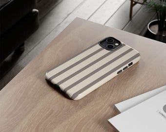 Neutral Vertical Stripes Phone Case Tough Phone Case Warm Ivory taupe stripes phone case