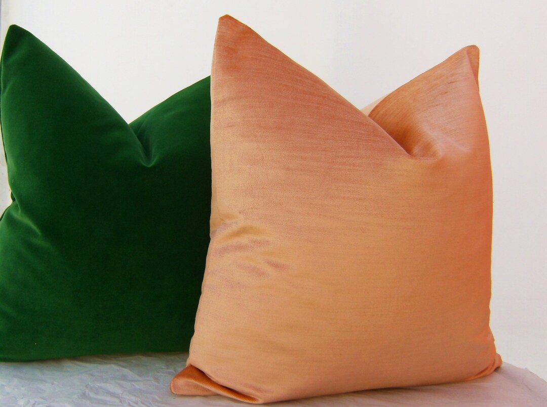 Salmon Velvet Pillow Cover Peach Pillow Cover peach Velvet Etsy