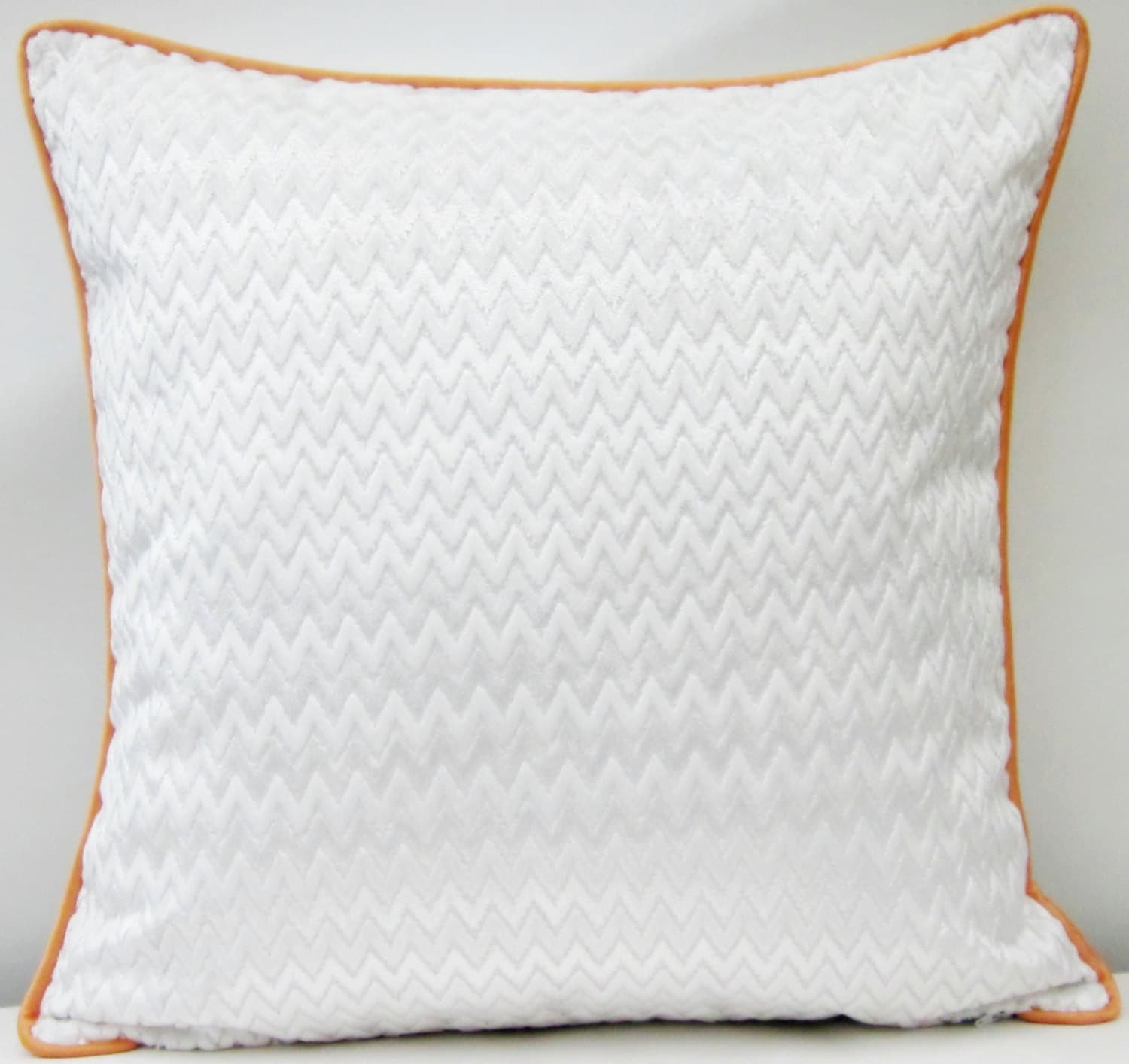 White Chevron Velvet Pillow Cover with Piping Zigzag Velvet Etsy