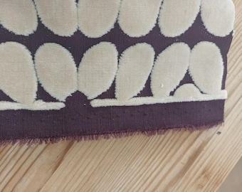 Retro inspiried velvet cut fabric cream and dark burgundy velvet cut fabric