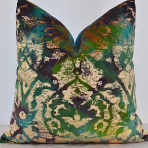 Green Velvet Pillow Cover,Turquoise Velvet Pillow Cover,Modern Velvet Pillow,Eclectic Velvet Pillow,Patterned Pillow Cover