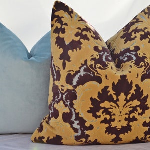 Burgundy Red Velvet Pillow Cover,Damask Velvet Pillow Cover,Patterned Velvet Pillow Cover,Yellow Velvet Pillow Cover