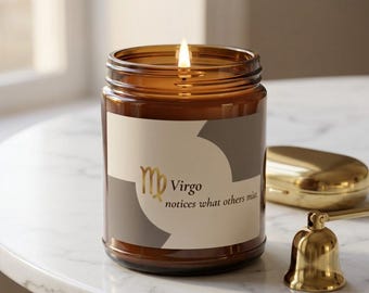 Scented Soy Candles (Multi-Size) Virgo Candle, Zodiac Gift, Astrology Candle, Elegant Gift for Her, Virgo Birthday Gift, Coworker Gift
