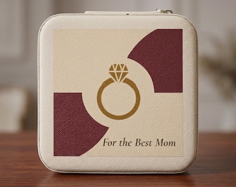 Burgundy  Personalized Gold Ring Graphic Jewelry Travel Case | Compact Ring Earring Organizer