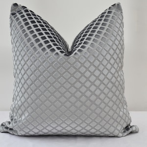 Silver Grey Velvet Pillow Cover,Velvet Pillow Cover,Geometric Velvet Pillow Cover,Gray Pillow Cover