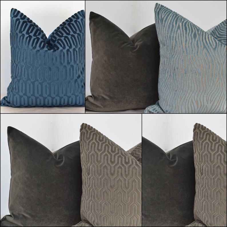 Grey Velvet Pillow Cover Pillow CoverDark Grey Velvet Etsy