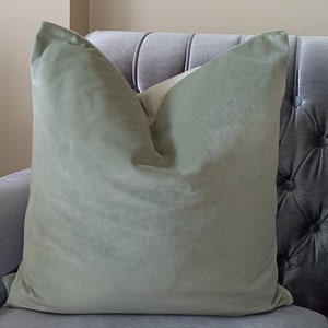 Mint green velvet pillow cover, Subtle sage green throw pillow cover, Green velvet cushion cover