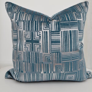 Silver Velvet Pillow Cover,Blue Velvet Pillow Cover,Metallic Pillow Cover,Geometric Velvet Pillow Cover