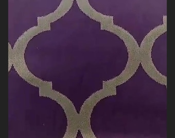 Purple  Beige Velvet Fabric (1.60yard) Moving Sale-Damask Patterned  Velvet-Upholstery Remnants,DIY upholstery