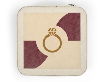 Burgundy  Ring Graphic Jewelry Travel Case  Compact Ring Earring Organizer