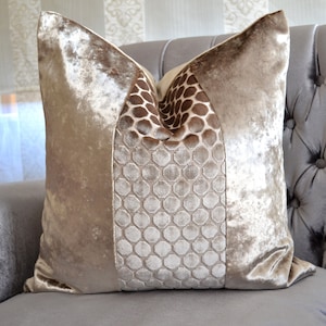 Beige Velvet Pillow Cover,Cappuccino Velvet Pillow Cover,Beige Crushed velvet Pillow Cover, Geometric Velvet Pillow Cover