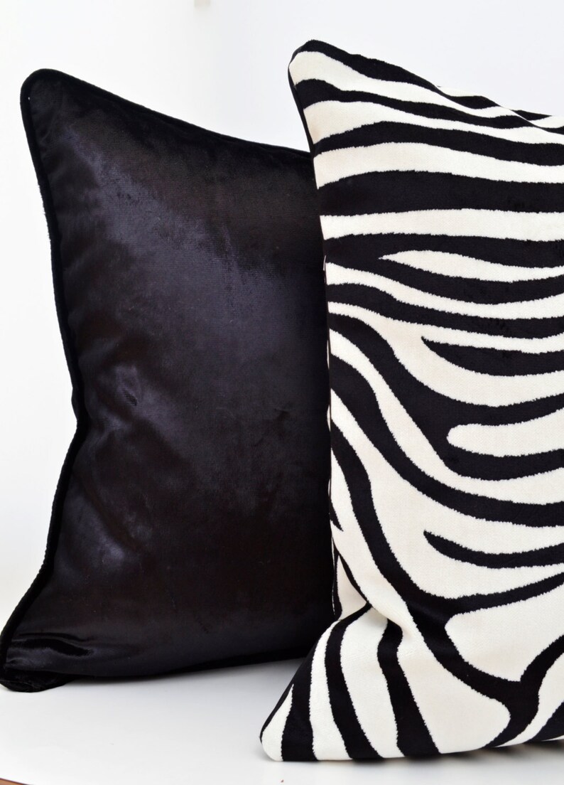 Animal Print Pillow CoverZebra Pillow Black velvet Etsy