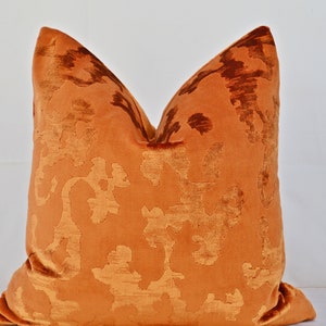 Orange Velvet  Pillow Cover,Copper Pillow Cover,Geometric Velvet Pillow Cover
