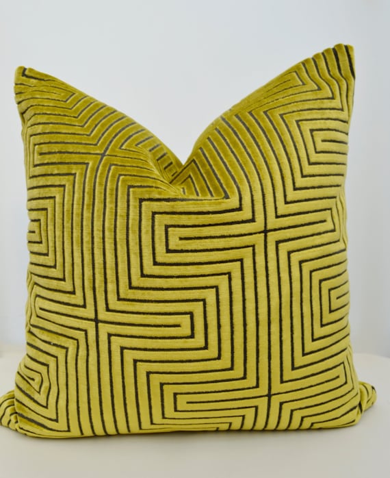 Green Velvet Pillow Cover Geometric Velvet Pillow Designer Etsy