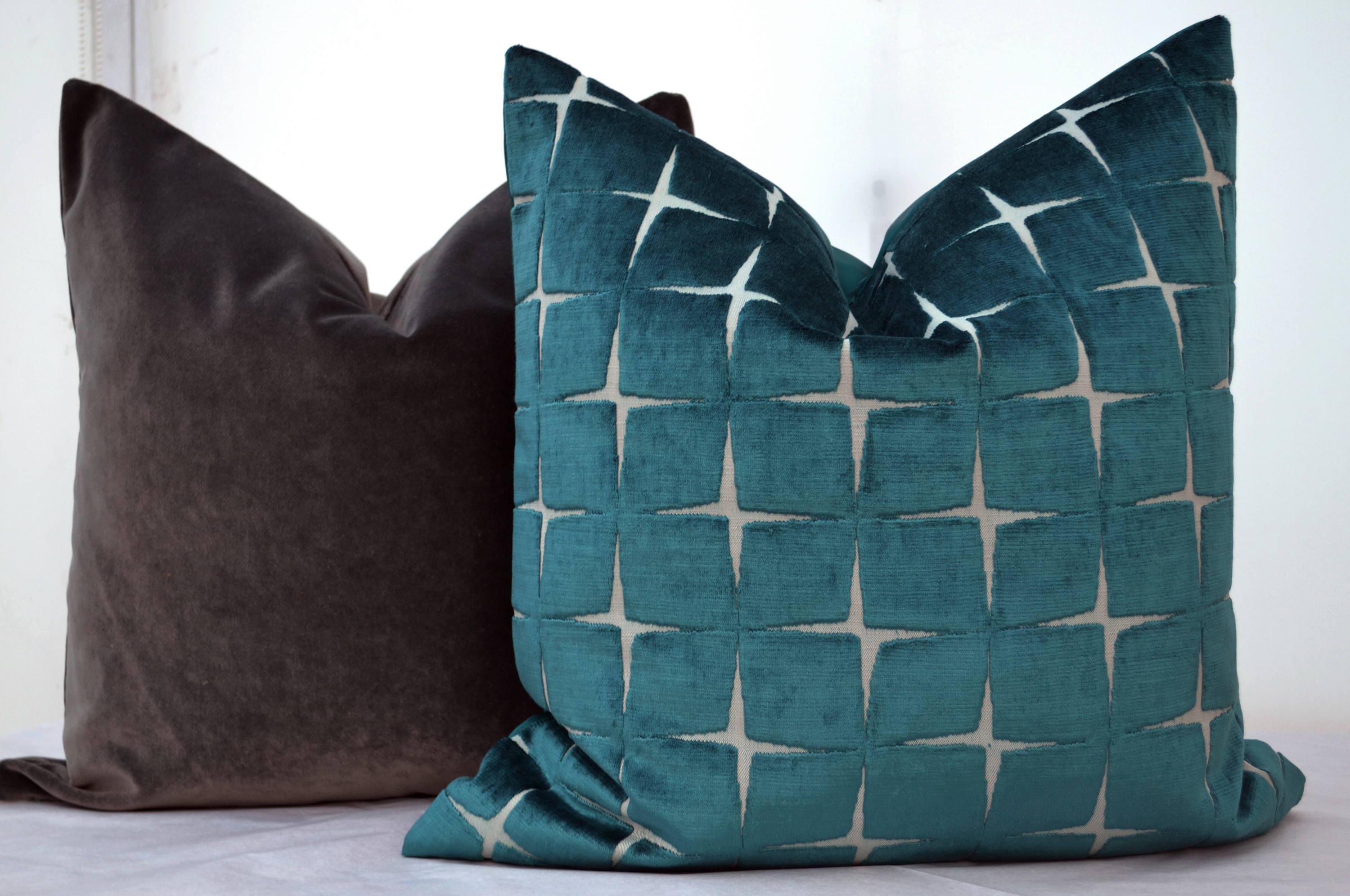 Peacock Blue Velvet Pillow Cover Blue Velvet Pillow Etsy