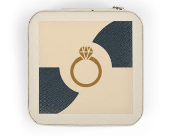 Navy Blue  Ring Graphic Jewelry Travel Case  Compact Ring Earring Organizer Geometric  Jewelry Travel Case, Jewelry Organizer for Women,