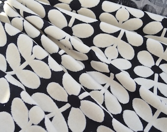Retro Sixties Stem Charcoal  Velvet Fabric by Orla Kiely  by Yard ,Cream Velvet Fabric Luxurious Velvet Fabric Designer Retro Fabric by yard