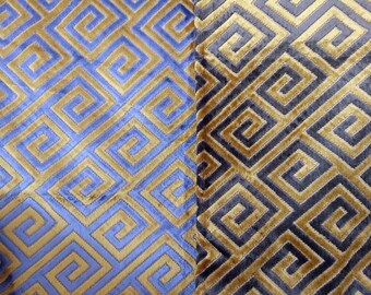 Moving  Destash  Velvet Fabric Bundle Greek Key Cut Velvet-Destash Upholstery Remnants, DIY Pillow Covers