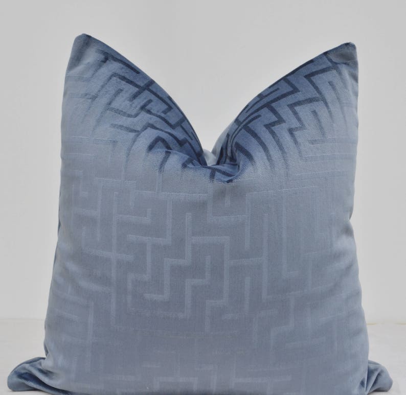 Blue Velvet Pillow Cover,Blue Pillow Cover image 1