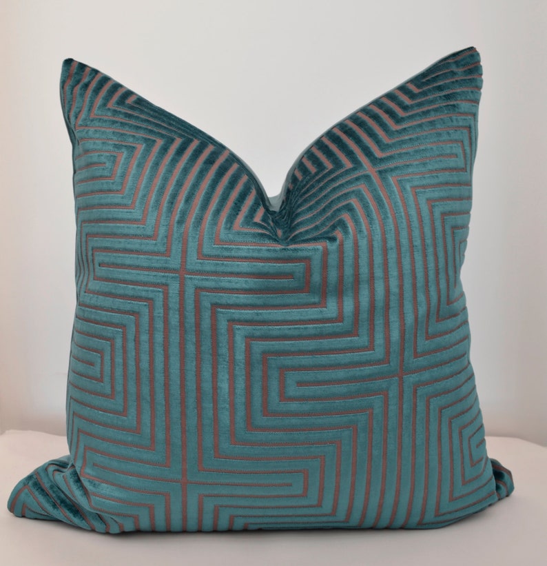Teal Velvet Pillow Cover geometric Velvet Pillow Cover Etsy