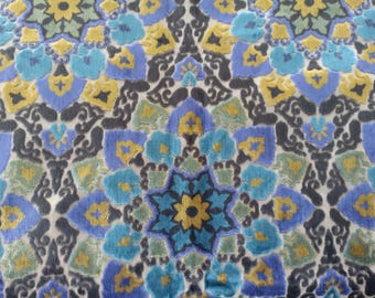 Damask Velvet Fabric (1.5 yard) Bundle damask patterned purple,yellow,blue,green and brown  Velvet-Upholstery Remnants