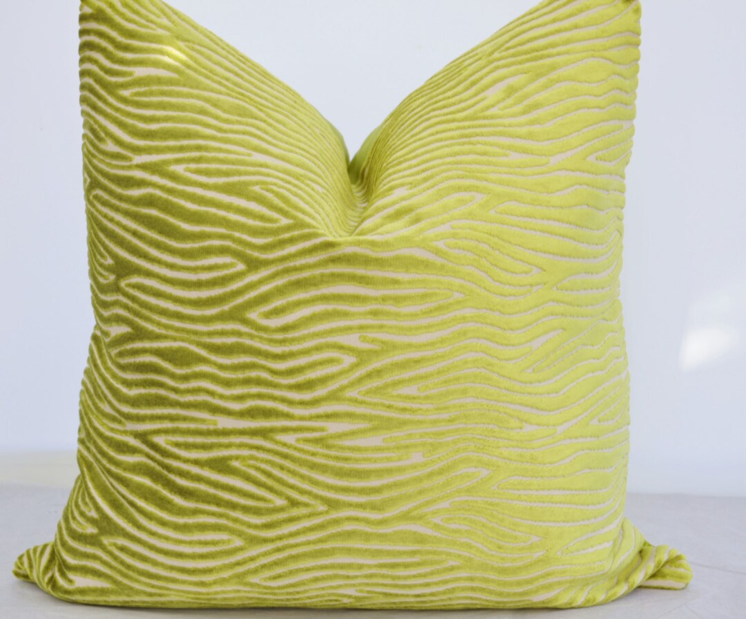 Green Velvet Pillow Cover ,geometric Velvet Pillow, Designer Pillow