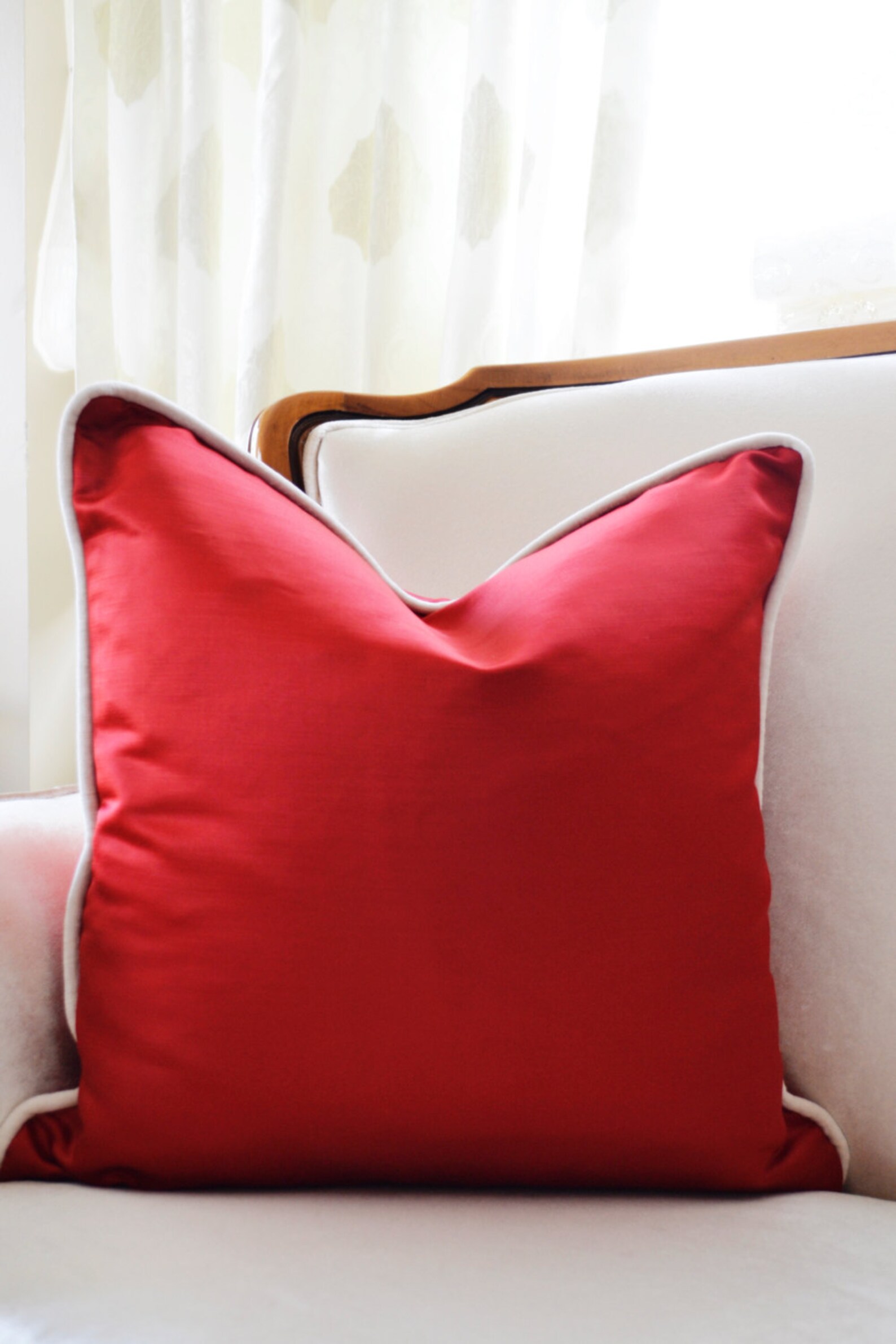 Pillow Cover With Piping Modern Pillow Cover red Pillow Etsy