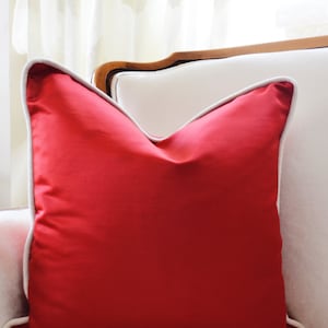 Pillow Cover with Piping, Modern  Pillow Cover ,Red  Pillow Cover,Red Pillow Cover with Trim,Designer Pillow Cover