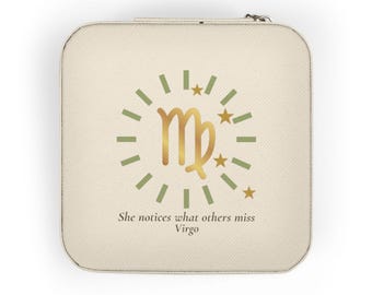 Virgo Travel Jewelry Case, Celestial Zodiac Gift for Her, Astrology Jewelry Box, Birthday Gift for Virgo  Woman