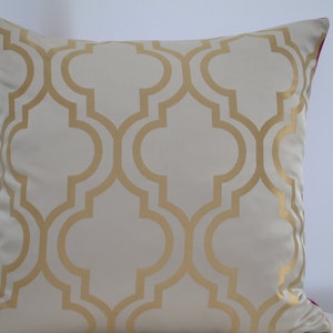 Moroccan Pattern Pillow Cover, Gold Pillow Cover,Patterned Pillow Cover,Geometric Pillow Cover,Trellis Pillow Cover image 3