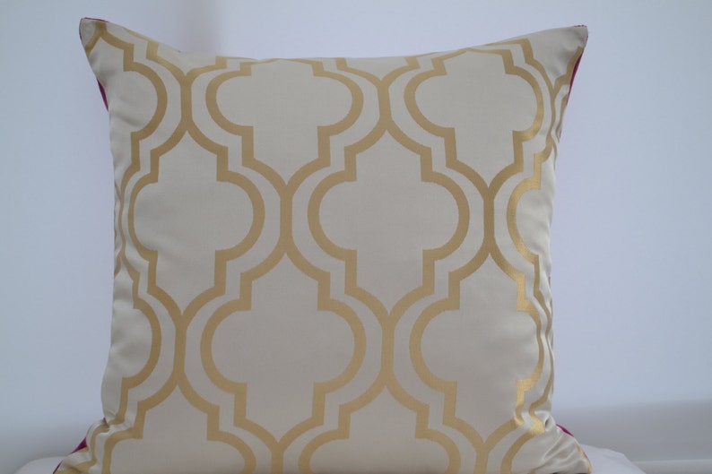 Moroccan Pattern Pillow Cover, Gold Pillow Cover,Patterned Pillow Cover,Geometric Pillow Cover,Trellis Pillow Cover image 3