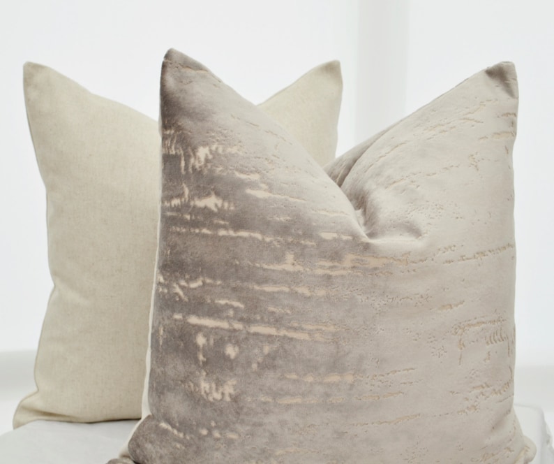 Taupe Velvet Pillow CoverPatterned Velvet Pillow Cover Etsy