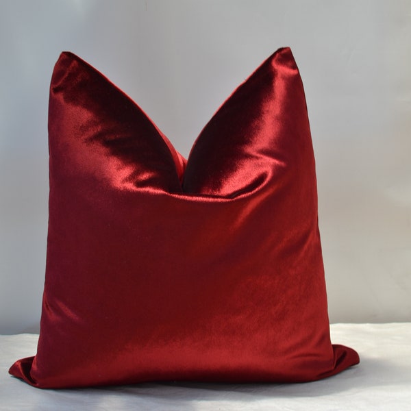 Red  Velvet Pillow Cover, Dark Red  Velvet Pillow Cover