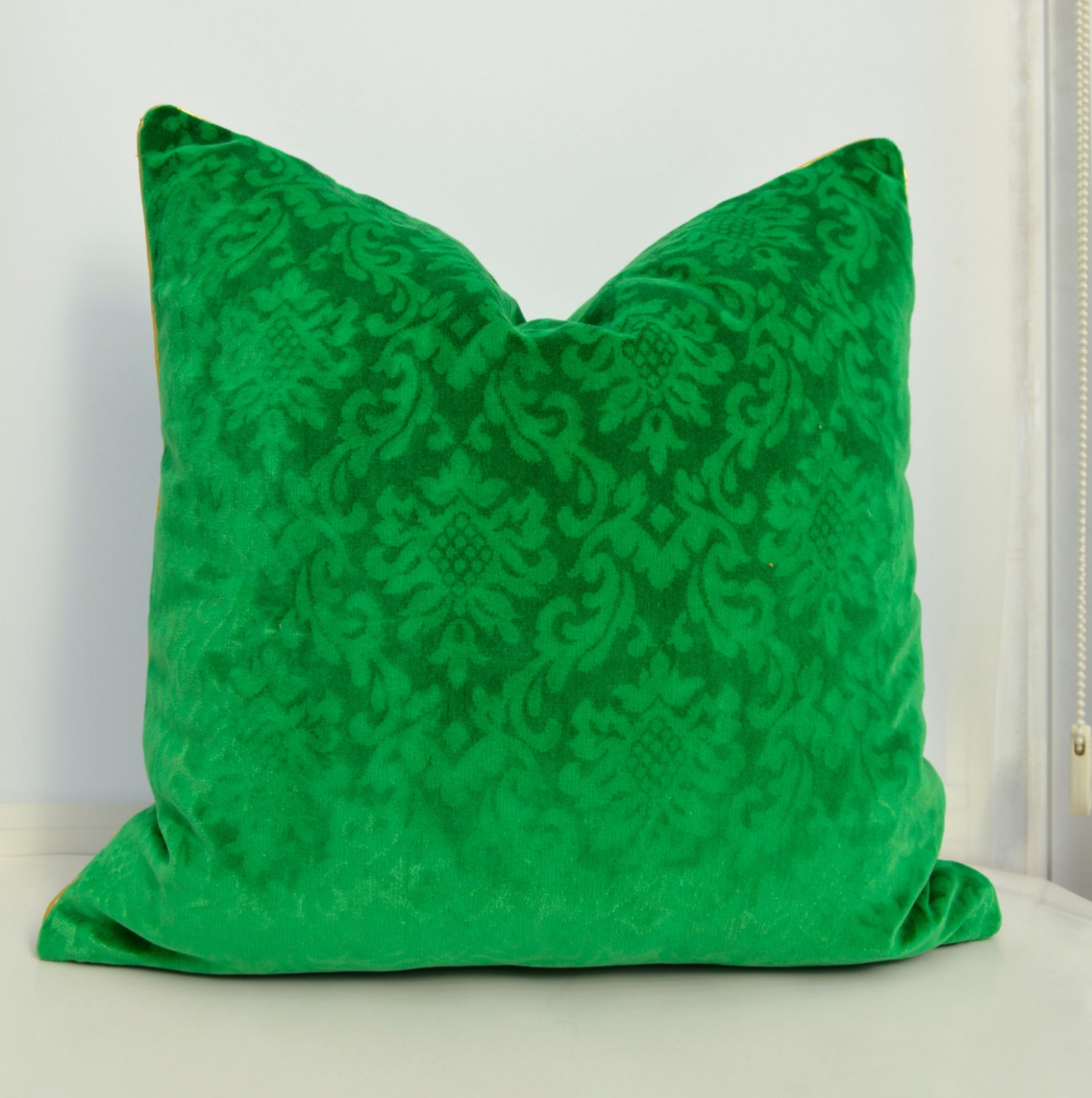 Green Velvet Pillow Cover patterned Velvet Pillow Cover Gold Etsy