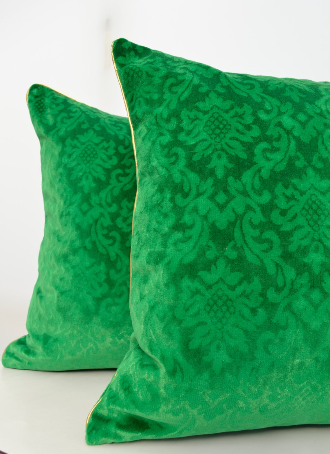 Green Velvet Pillow Cover patterned Velvet Pillow Cover Gold Etsy