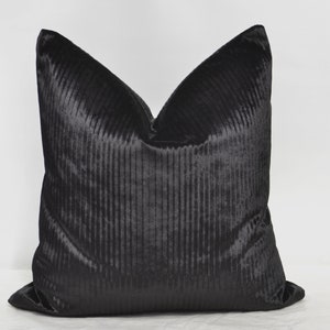 ブラックベルベット枕カバー、ストライプブラックベルベット枕カバー