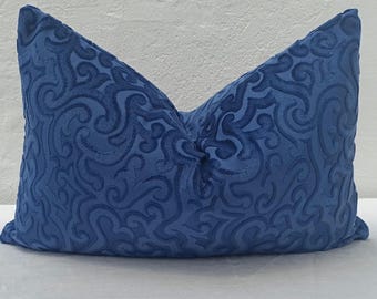 Blue Velvet Pillow Cover,Patterned Velvet Pillow Cover