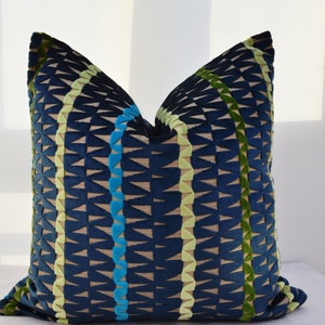 Navy Blue Velvet Pillow Cover,Patterned Velvet Pillow Cover,Blue Velvet Pillow Cover,Geometric Velvet Pillow Cover