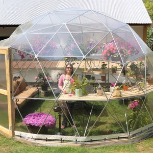 16 ft Diameter Geodesic Dome Greenhouse Kit with Clear Vinyl Cover