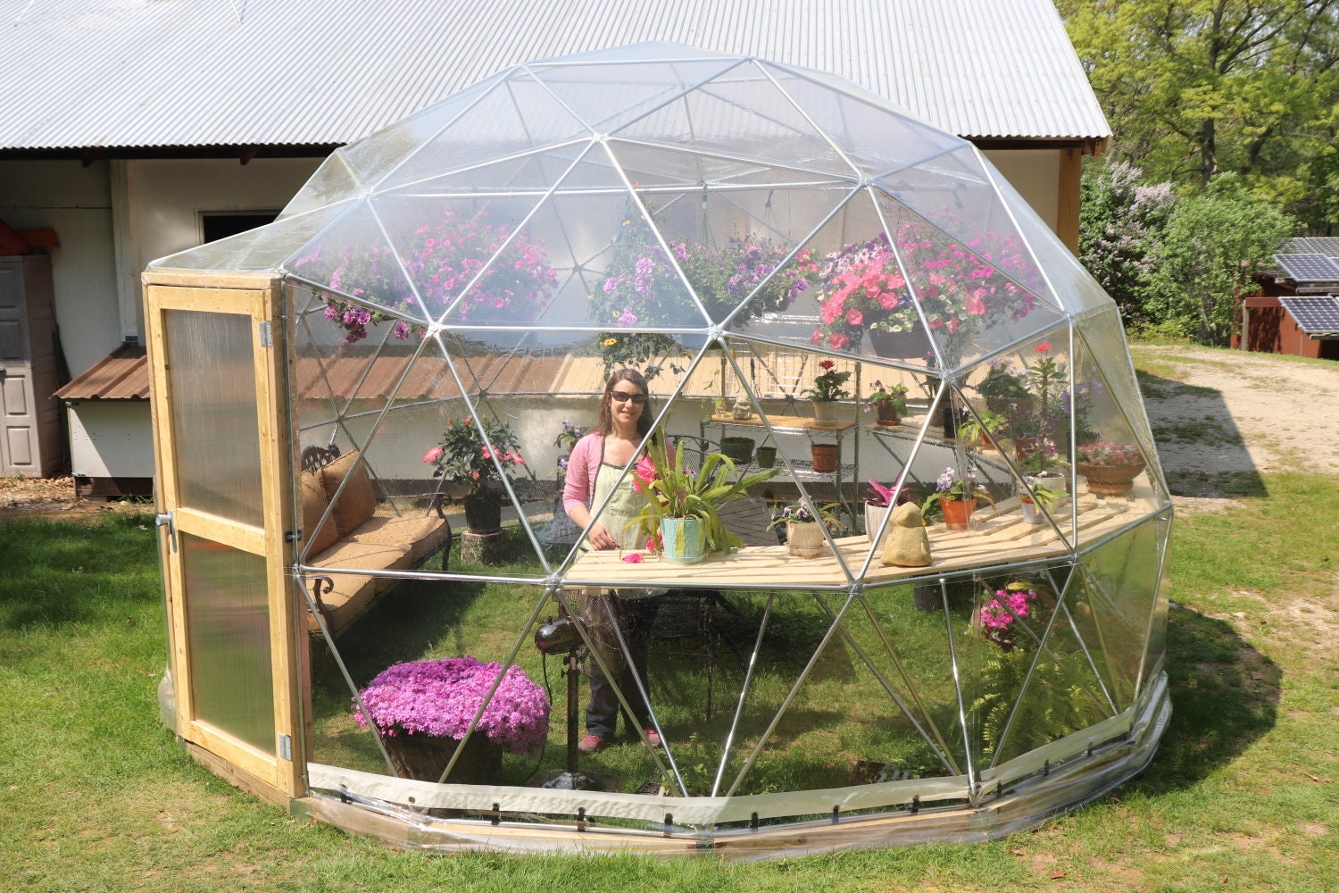 16 Ft Diameter Geodesic Dome Greenhouse Kit With Clear Vinyl Cover Etsy 16 Ft Diameter Geodesic Dome Greenhouse Kit With Clear Vinyl Cover Etsy