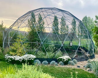 28 ft Geodesic Dome Outdoor Aviary, Flight Cage, Animal Pen