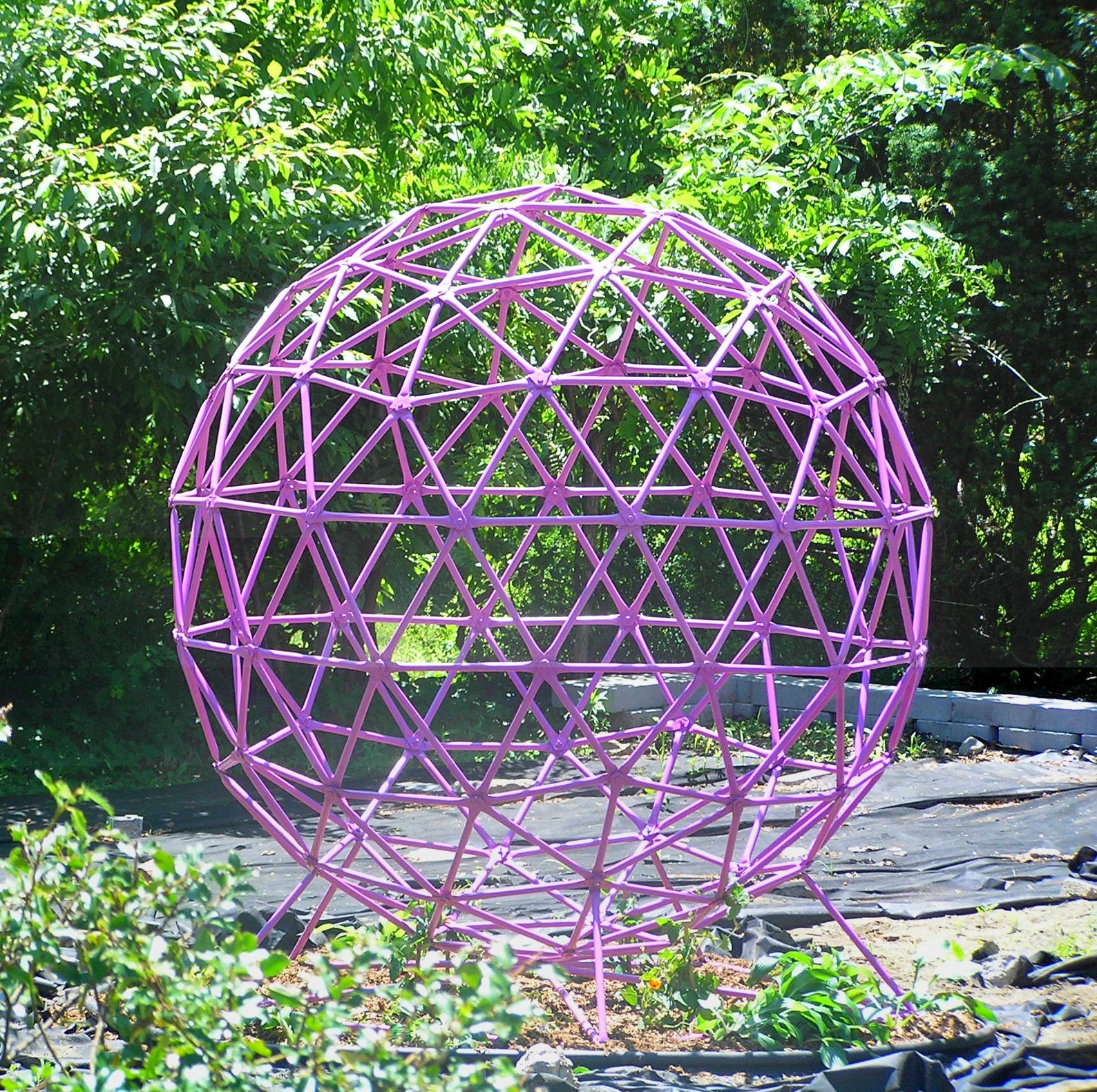 Geodesic Sphere Sculpture, Metal Yard Art, Over 4 Ft High Etsy