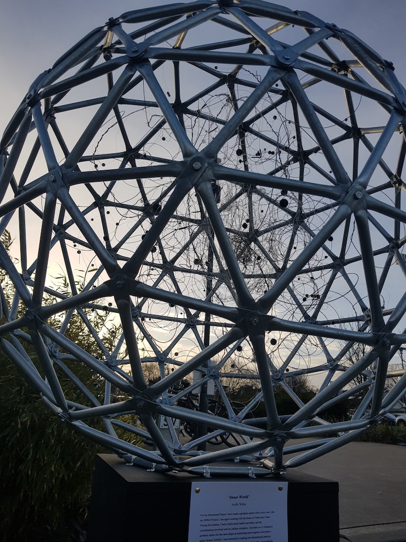 Geodesic Sphere Sculpture, Metal Yard Art, Over 4 Ft High - Etsy - Decorative Metal Geodesics