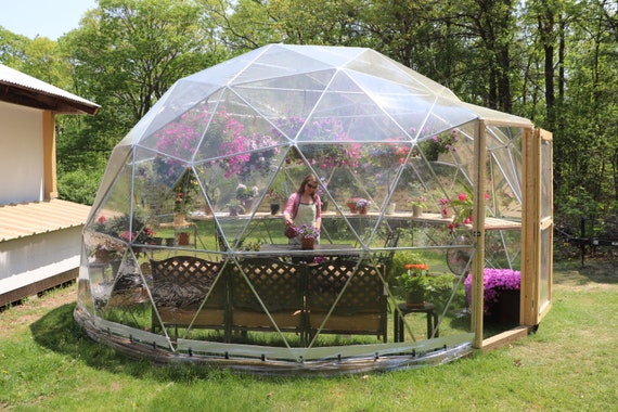16 Ft Diameter Geodesic Dome Greenhouse Kit With Clear Vinyl Etsy Ireland