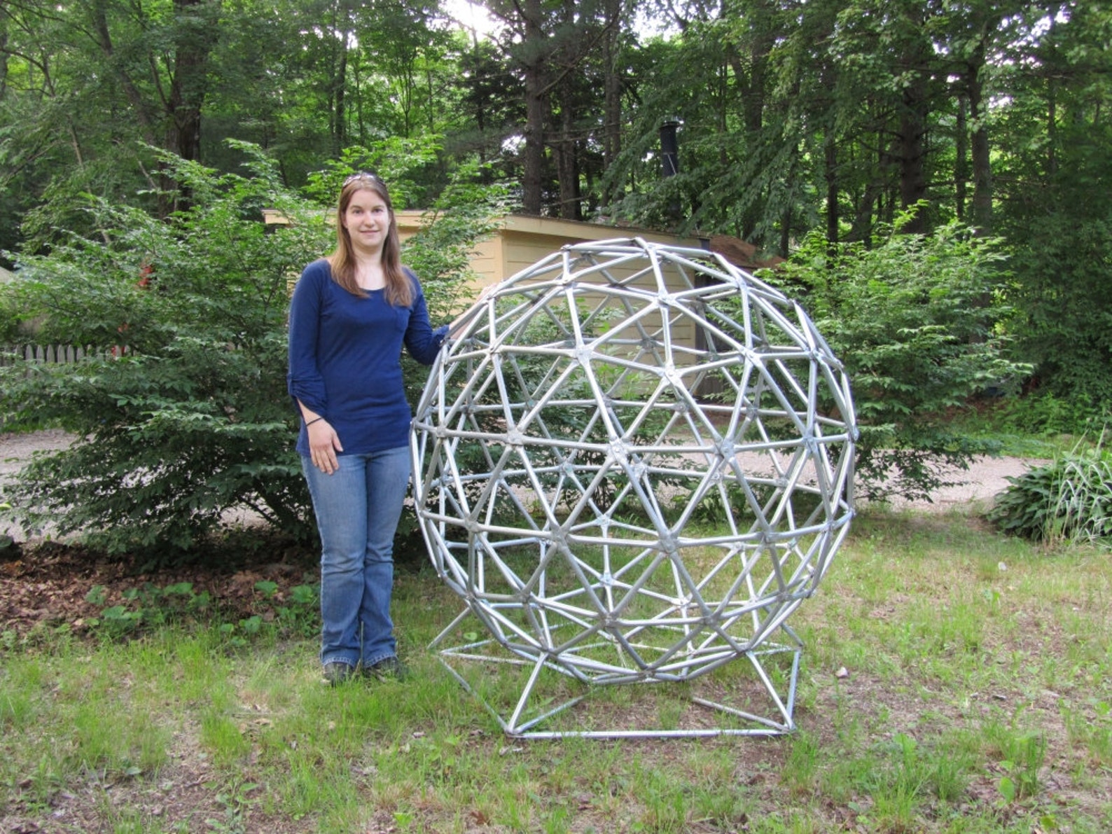 Geodesic Sphere Sculpture, Metal Yard Art, Over 4 Ft High Etsy