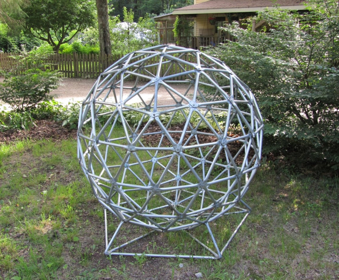 Geodesic Sphere Sculpture, Metal Yard Art, Over 4 Ft High - Etsy