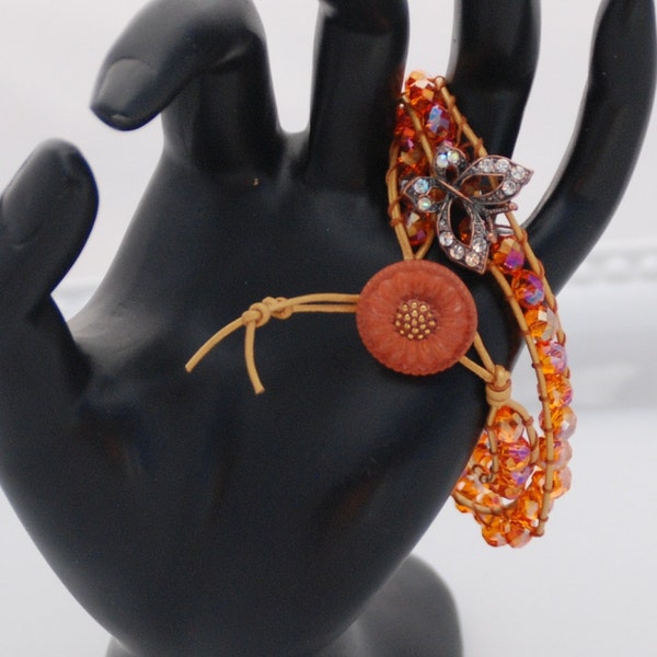 Copper Sunshine Orange Butterfly Wrap Bracelet  Price Reduced