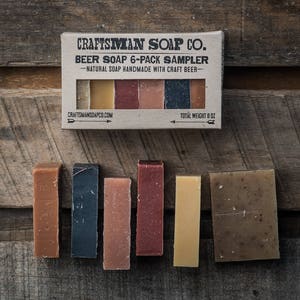 Beer Soap 6-Pack Sample Set // Natural, Handmade, and Vegan // Scented with Essential Oils & Extracts // Gifts for Men image 1