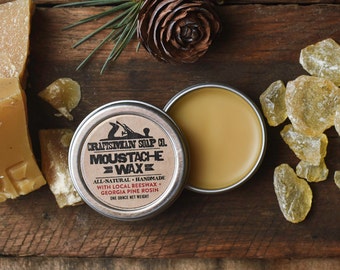 Natural Mustache Wax with Local Beeswax and Pine Rosin